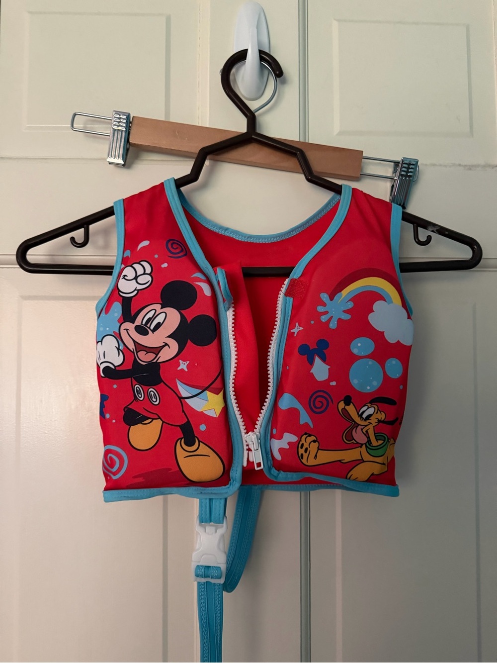 Disney Red and Blue Mickey & Pluto Kids Swim Vest with Safety Strap